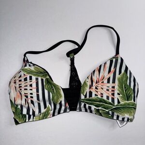 Body Glove Tropical Leaf Bikini Top - Black and Green